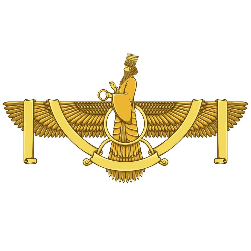 The ancient Zoroastrian winged solar disk featuring streamers, a powerful emblem of spirituality vector