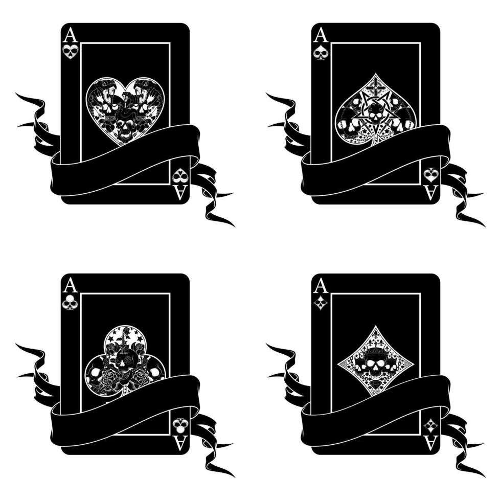 Ribbons of Halloween around a poker card vector