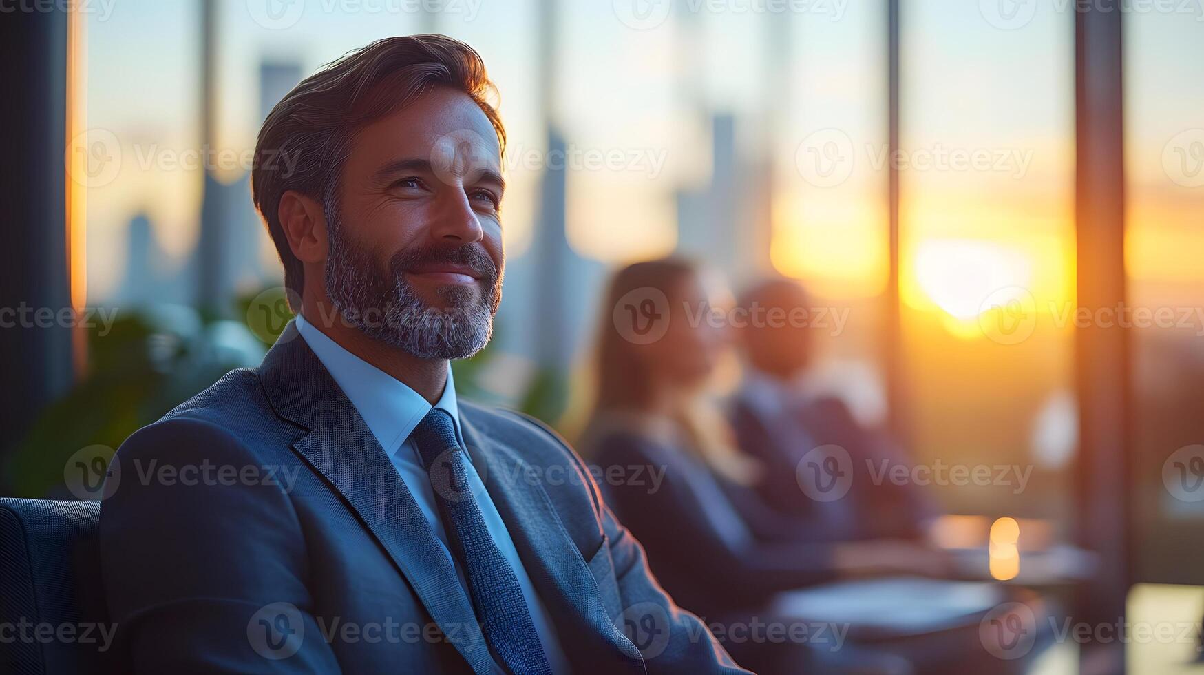 Business leaders supporting their team in a dynamic workplace setting photo