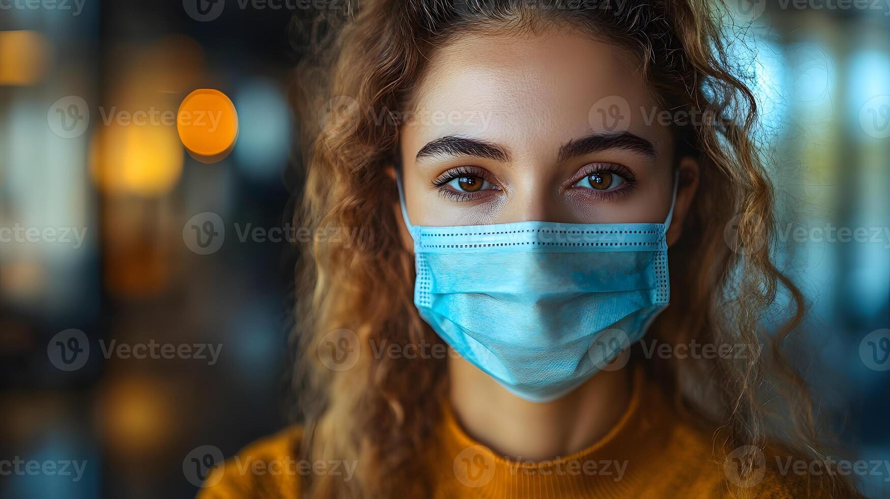 Online conference with professionals in protective masks changing background styles photo