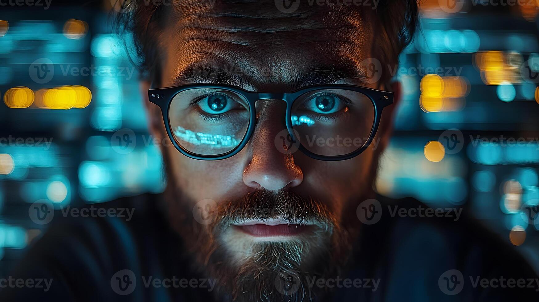 Cybersecurity expert analyzing digital threats and securing business data systems from attacks photo