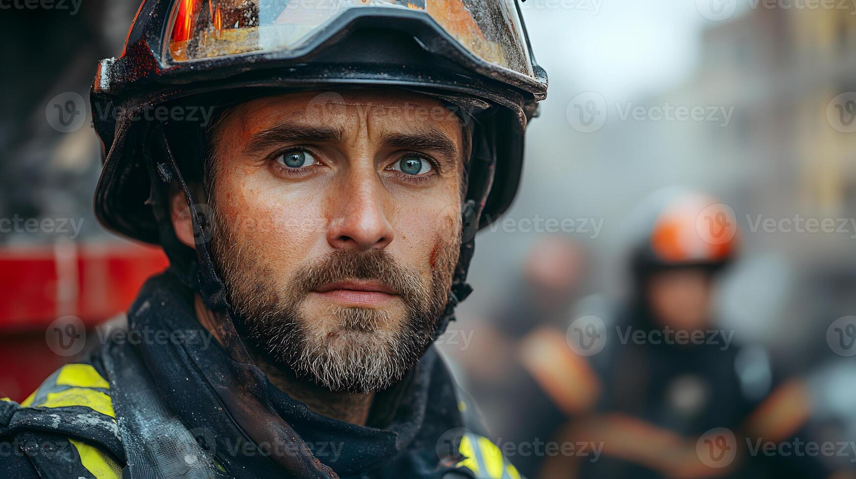 firefighter carrying a survivor from the rubble of a collapsed building after a massive earthquake strong emotional expression detailed environment cinematic storytelling photo