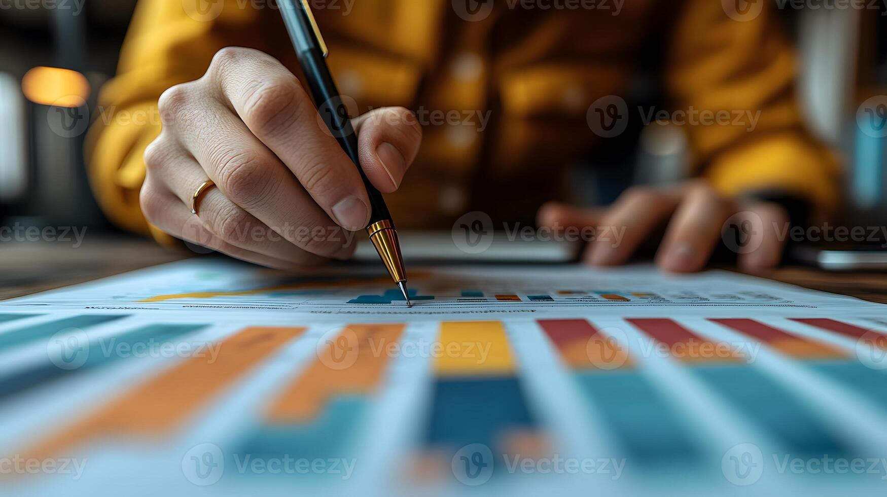 Employee analyzing customer feedback and CRM data to improve marketing strategy and service photo