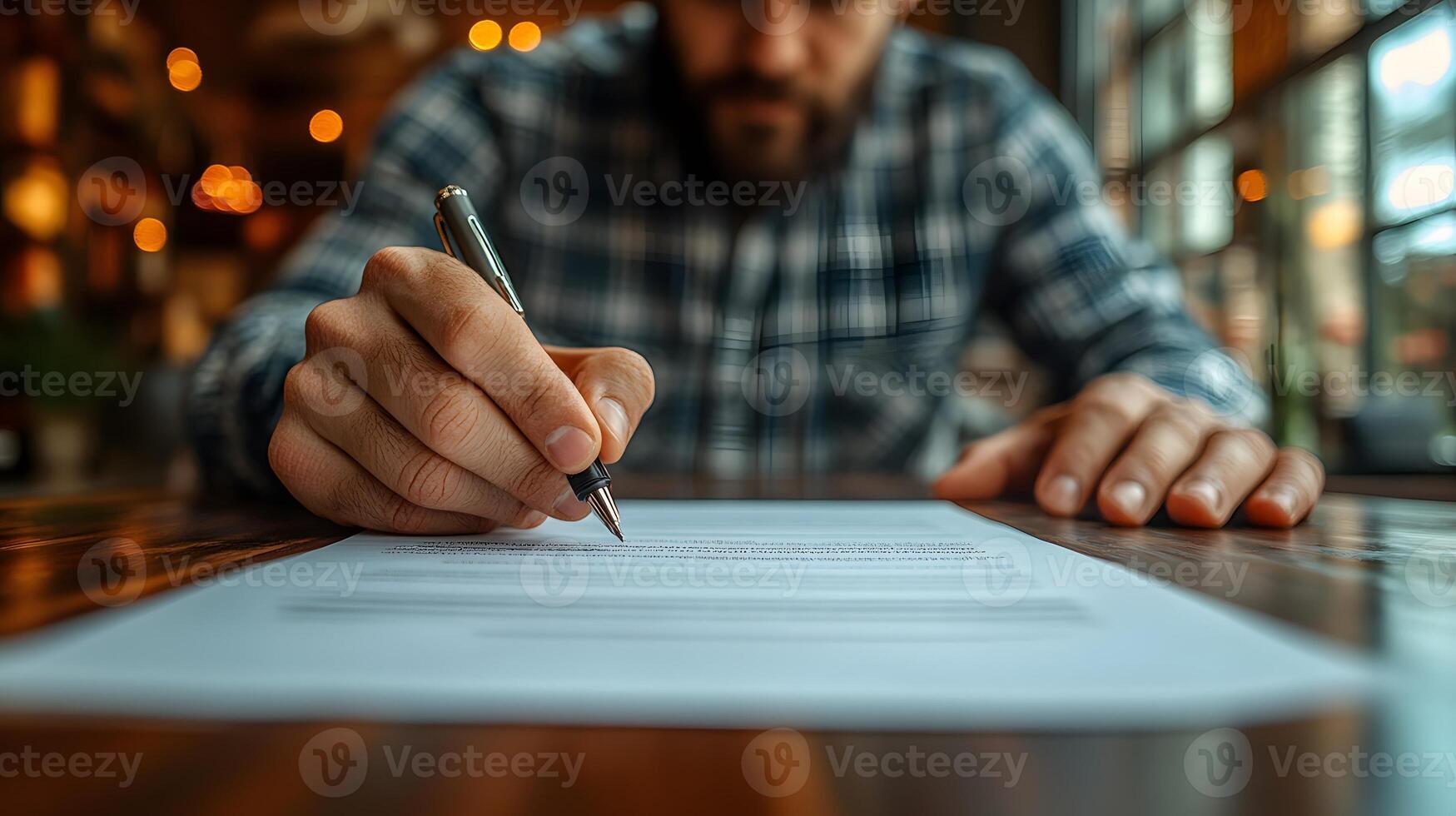A private property owner signing an agreement for a professional shoot. photo