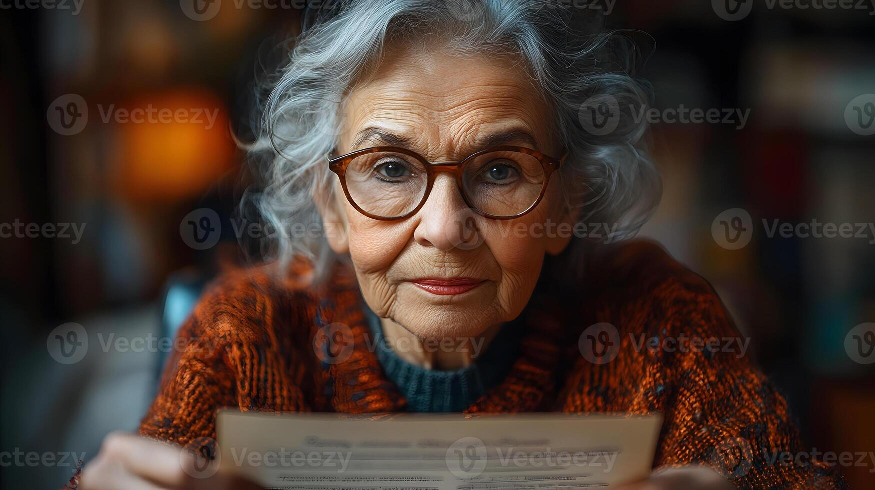 Senior woman holding a signed contract representing a secure financial future illustration photo