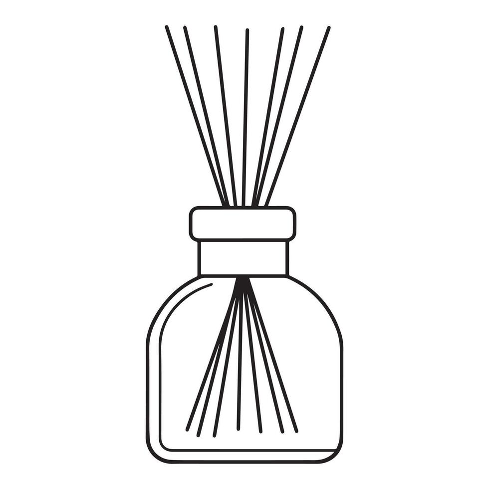 aromatic diffuser with sticks. image in sketch style. home fragrance vector