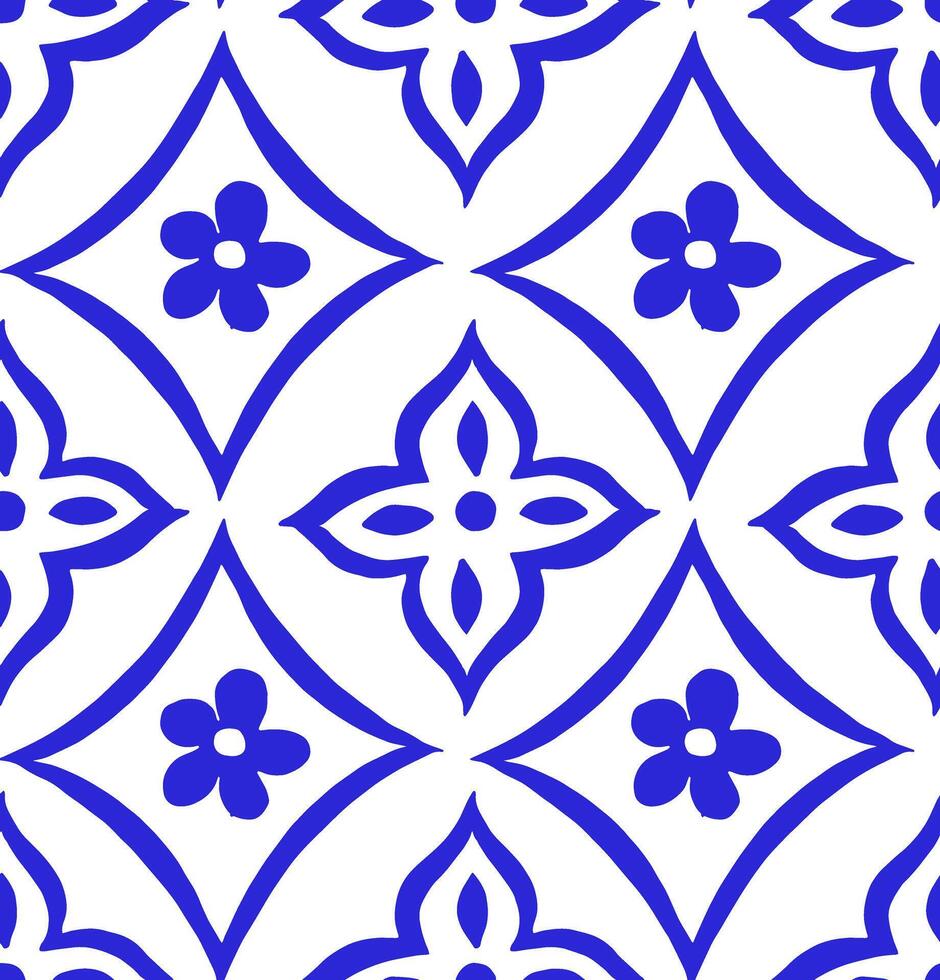 Seamless pattern, print with blue ornament. vintage drawing, oriental patterns, ceramics vector