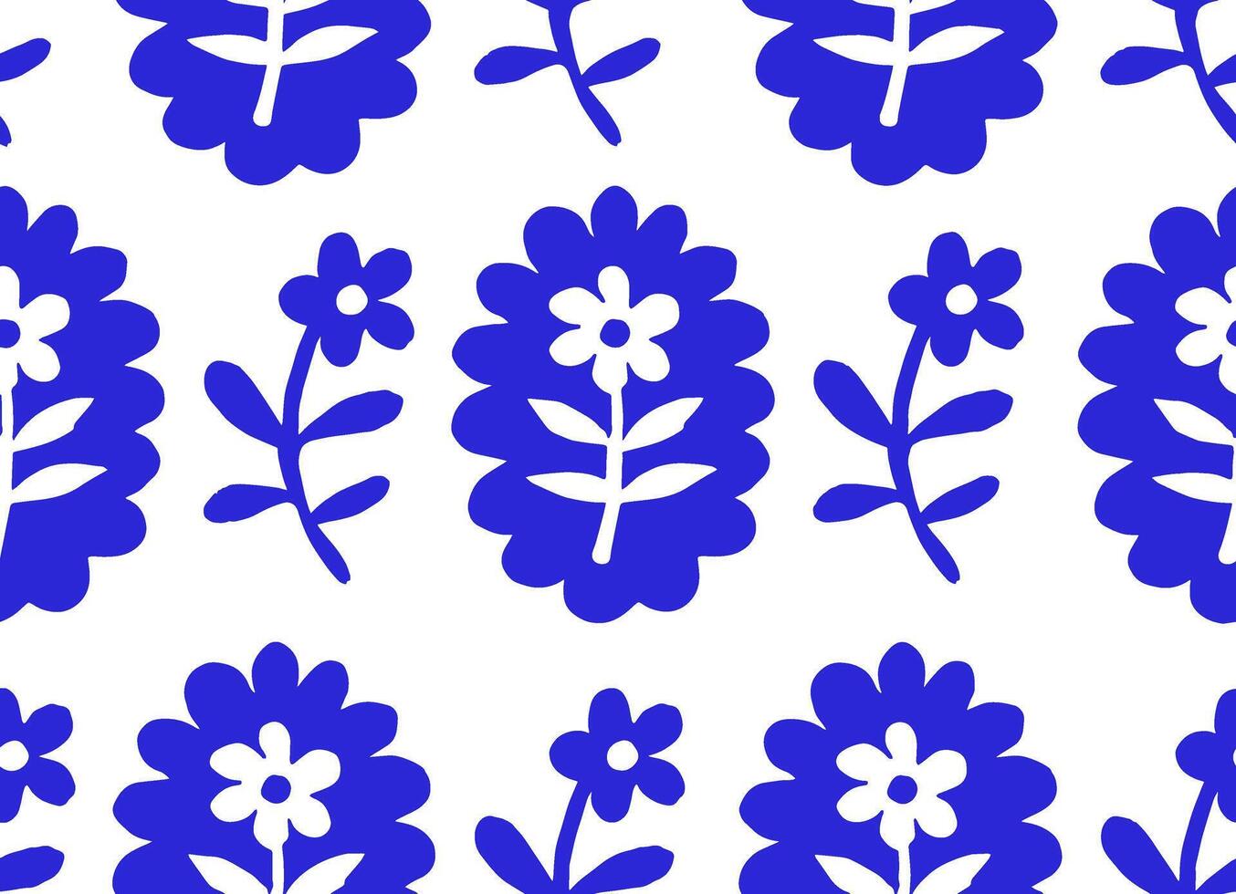 classic pattern with blue frames and flowers. retro print for wallpaper and textile vector
