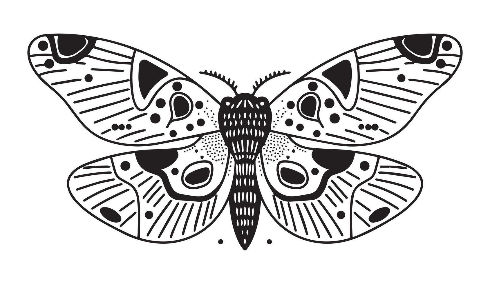 Mystical butterfly in boho style. Illustration in doodle style. vector