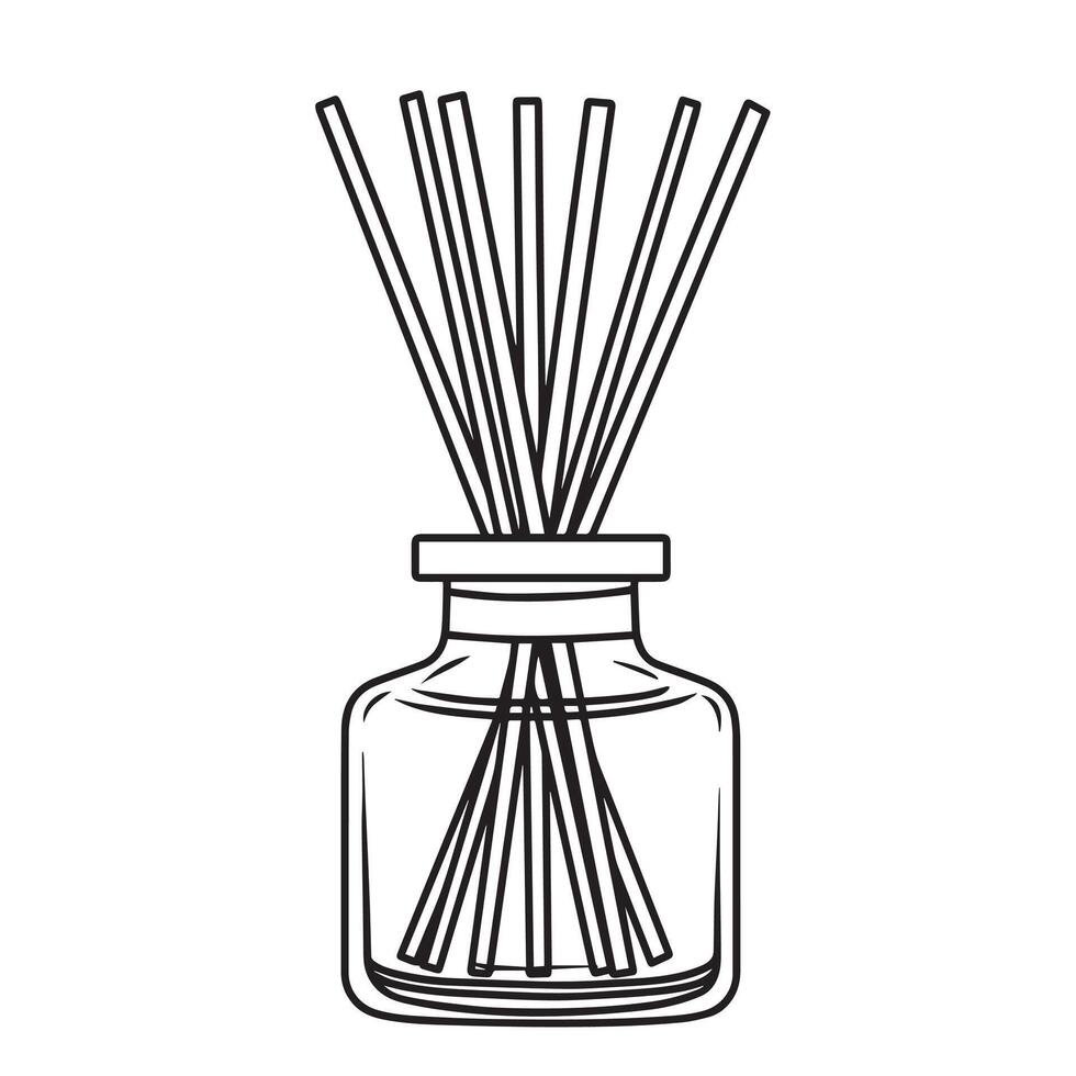 aroma diffuser with sticks. illustration in doodle style. home fragrance vector