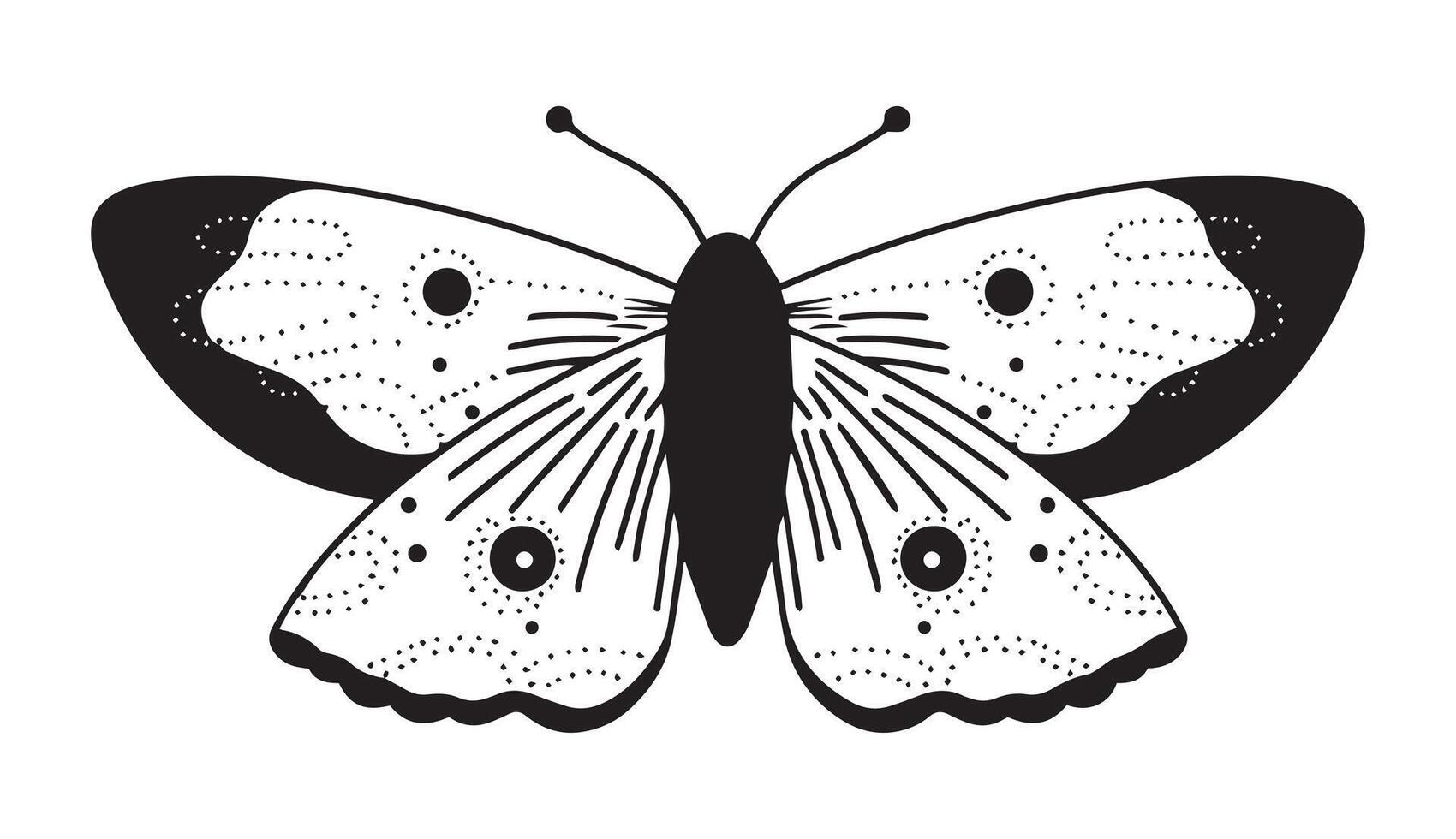 mystical butterfly in boho style. doodle. vector