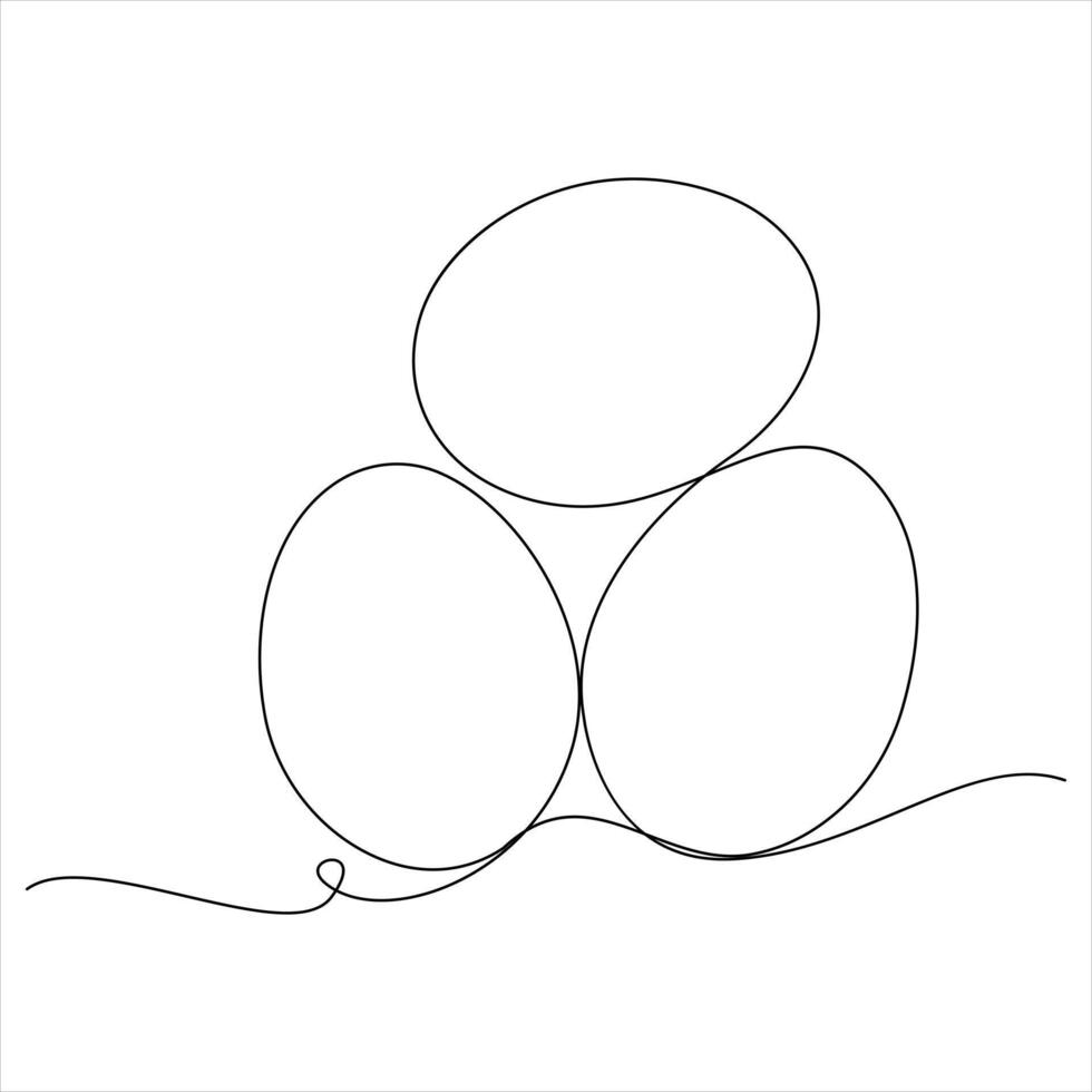 Three Egg line art Continuous line drawing of whole egg illustartion vector