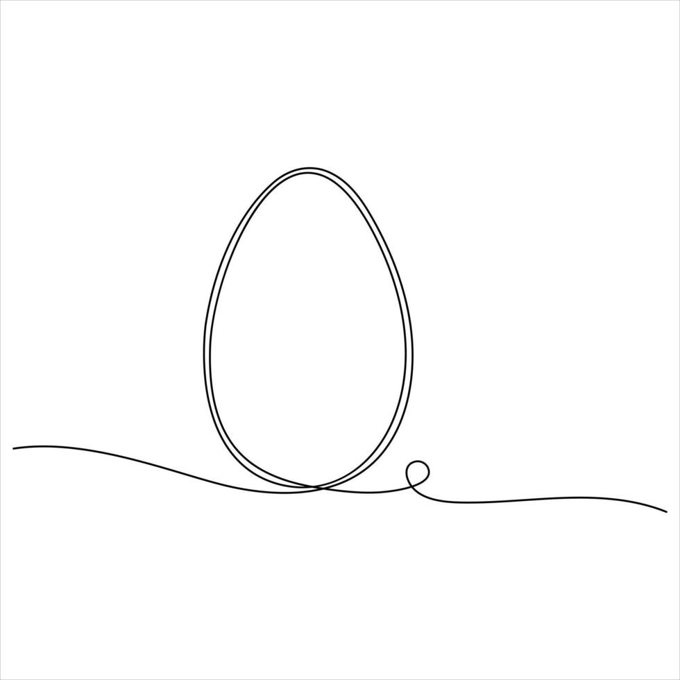 Egg line art Continuous line drawing of whole egg illustration vector
