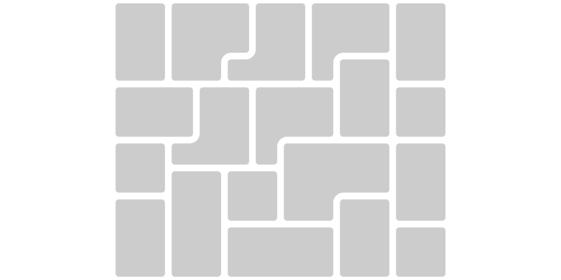 Collage image frame grid template. Rectangle card graph showcase layout. User dashboard mockup bento design. Advertisement material photo mockup pattern. Blank square business data bar column. vector