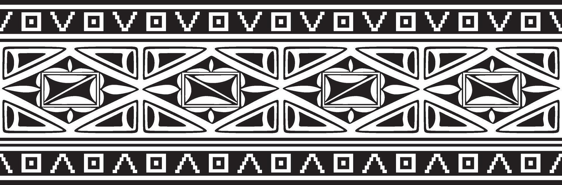monochrome seamless ornament of Native Americans, Aztecs. Endless border of tribes of America. vector