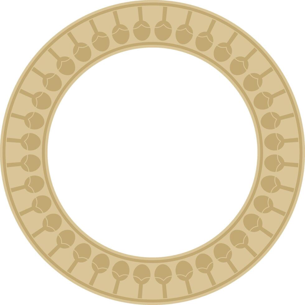 golden round Egyptian ornament. Circle, frame, ring of ancient Egypt.Pattern of lotus flowers vector