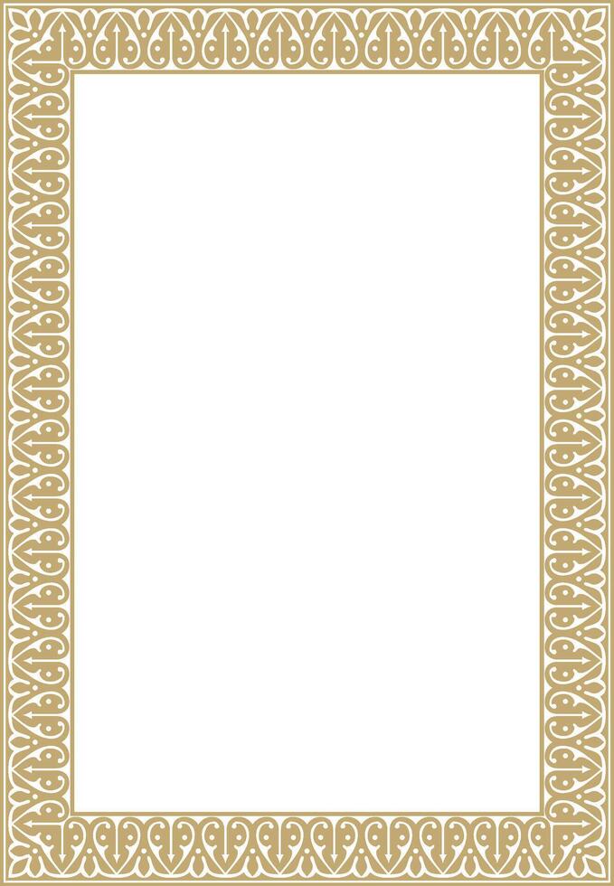 golden arabic national square ornament. Ethnic rectangle, frame of eastern peoples. vector