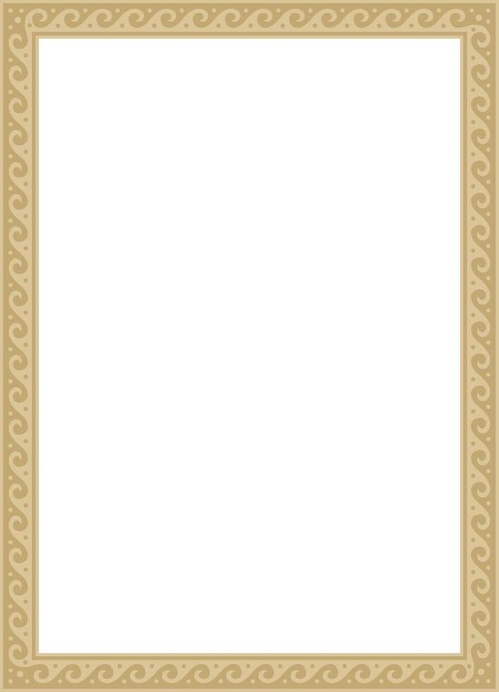 golden classic Greek square ornament. Rectangle of Ancient Greece and Roman Empire. Byzantine painting of walls, floors and ceiling. Decoration of European palace vector