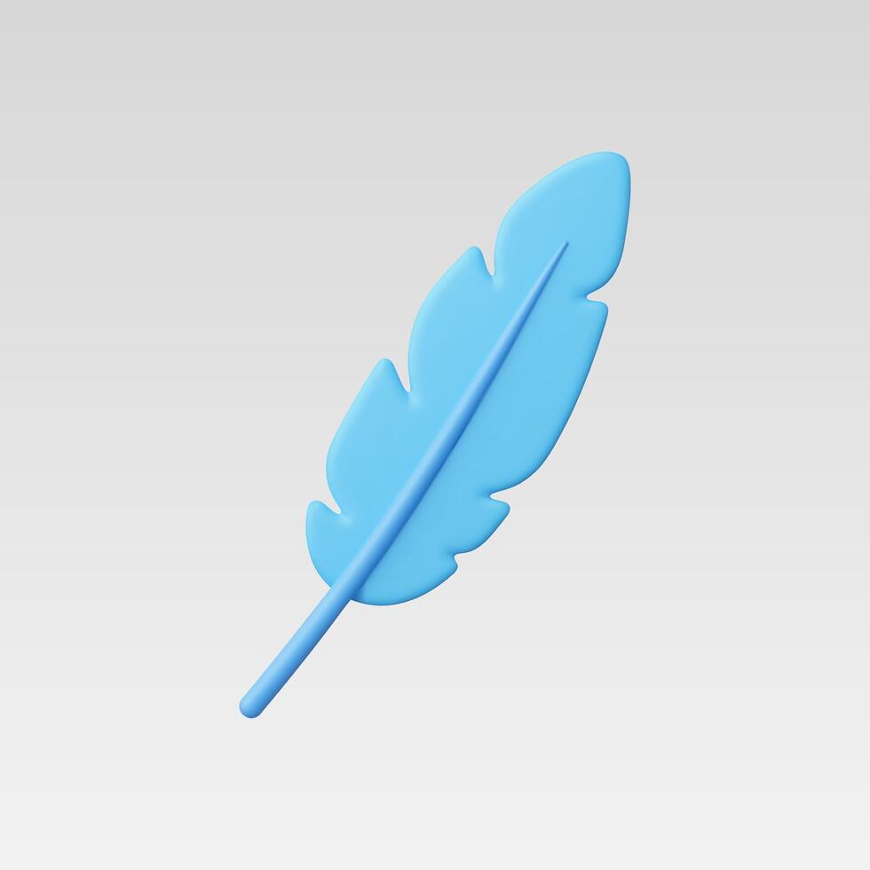 A smooth, blue feather depicted in a minimalist style. vector