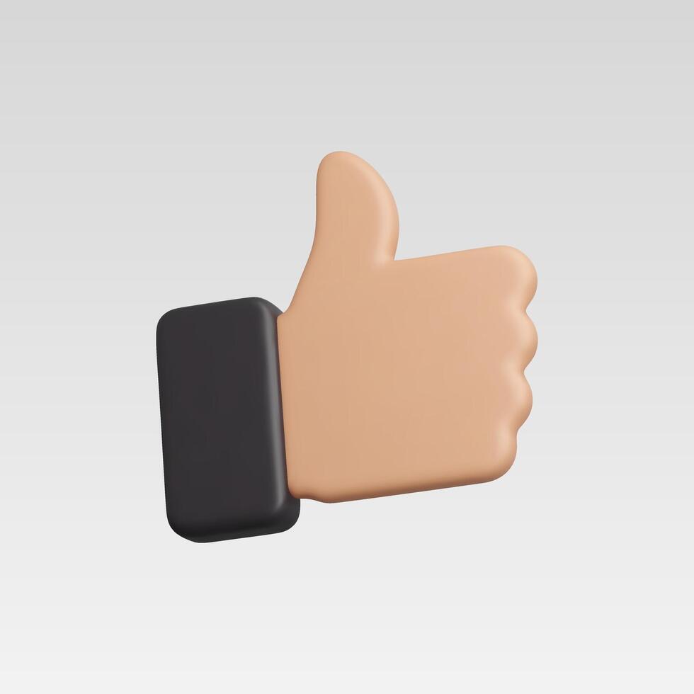 3D thumbs up icon representing positivity and approval. vector
