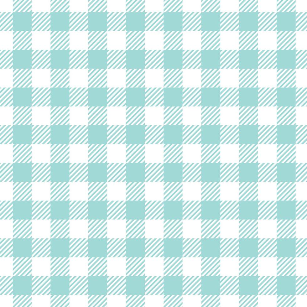 Teal and White Gingham Checkered Pattern. Textile design of textured plaid. Checkered fabric pattern swatch for print, tartan, gift wrap, textiles, checkered background for tablecloth. vector