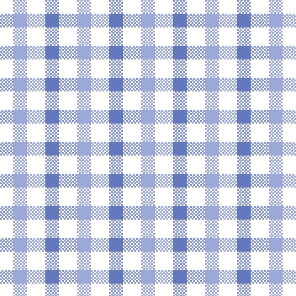 Blue Gingham Checkered Pattern. Textile design of textured plaid. Checkered fabric pattern swatch for print, tartan, gift wrap, textiles, checkered background for tablecloth. Stripes crossed texture vector