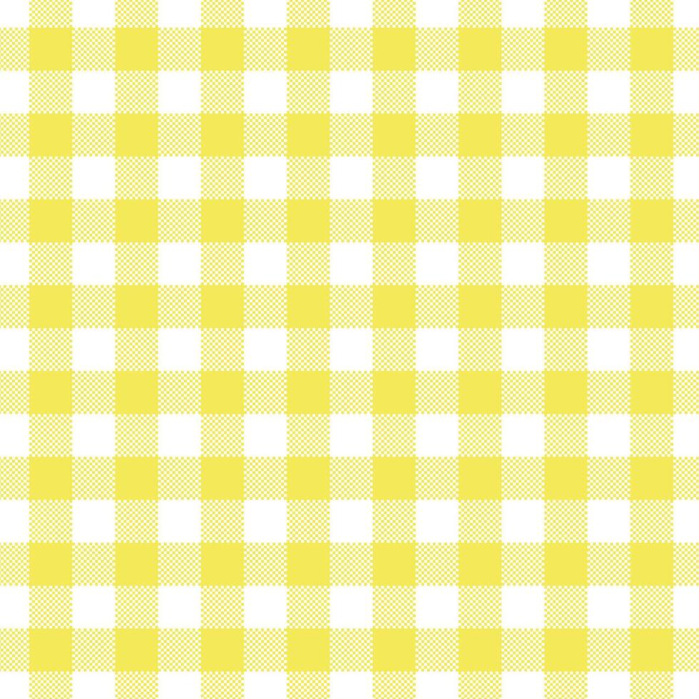 Yellow Gingham Checkered Pattern. Textile design of textured plaid. Checkered fabric pattern swatch for print, tartan, gift wrap, textiles, checkered background for tablecloth. Stripes crossed texture vector