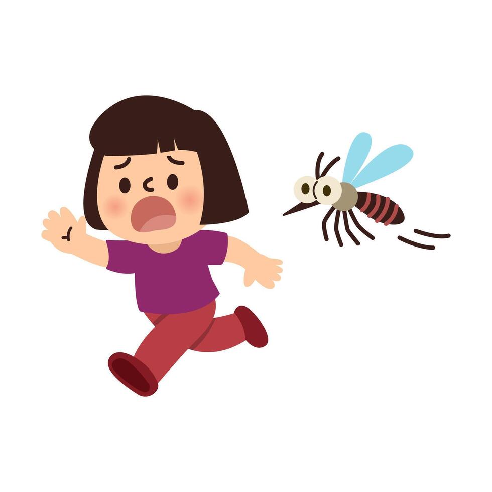 mosquito bite. dengue fever concept. girl run vector