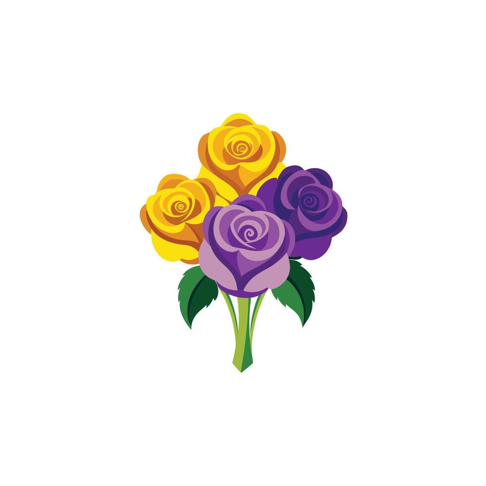 Classic Love Roses Bouquet Isolated on White vector