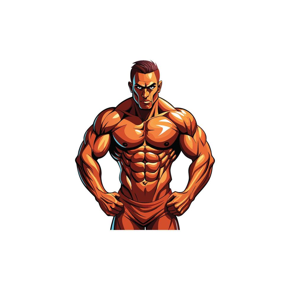 Flex and Focus Bodybuilding Pose Illustration Design vector