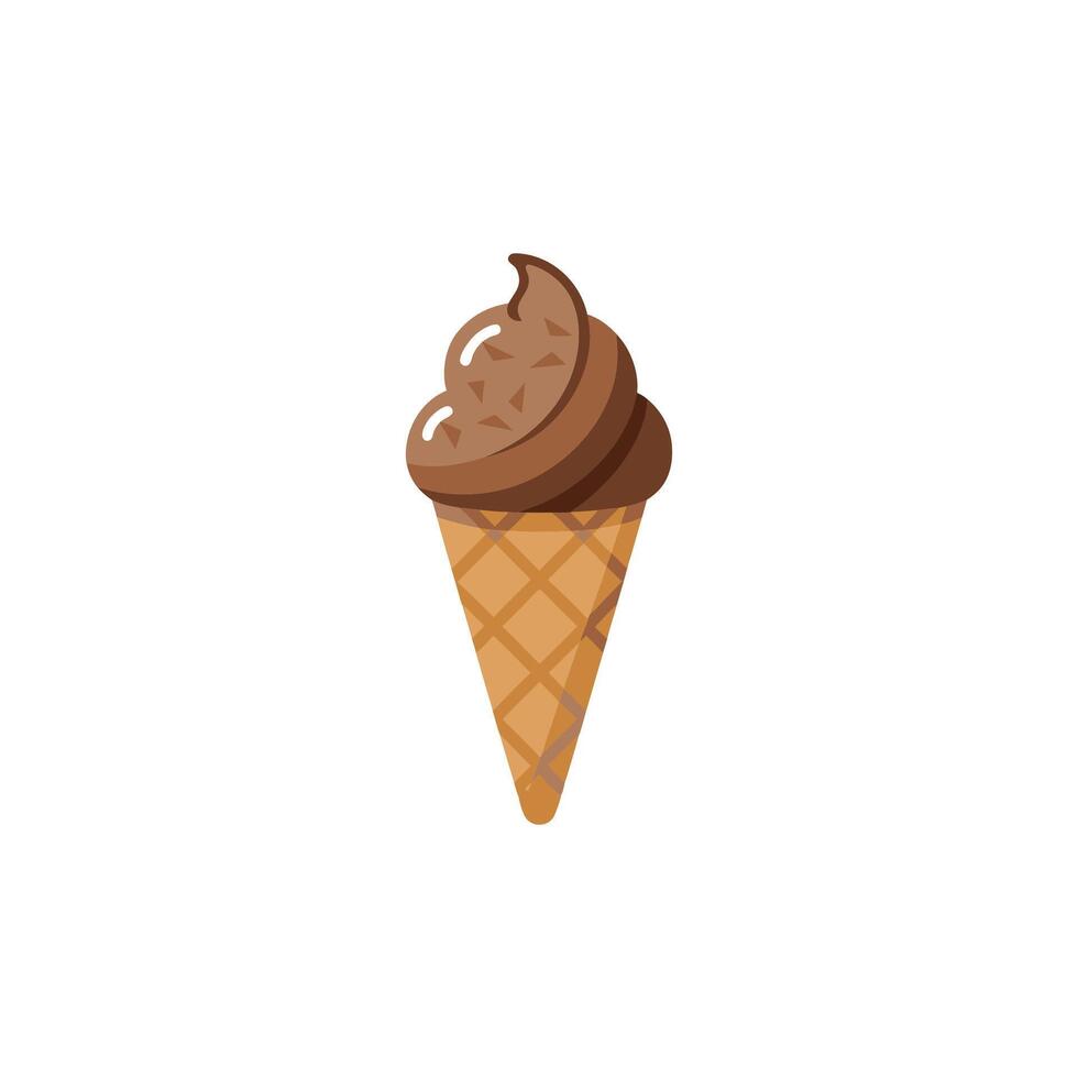 Crispy Waffle Cone with Chocolate Scoop Illustration Art vector