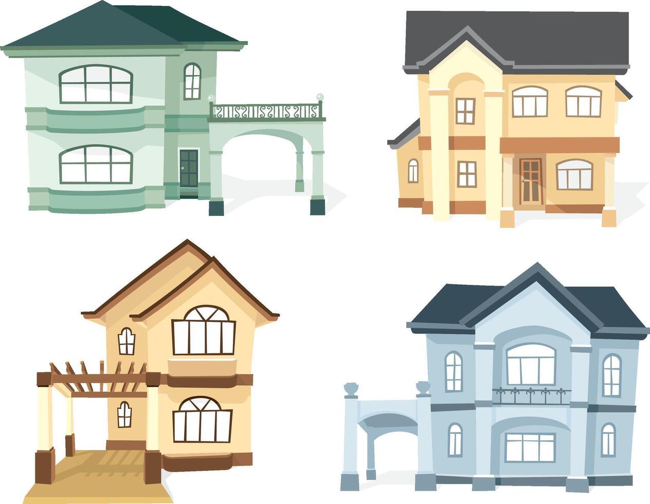 Mediterranean Houses Design Set vector