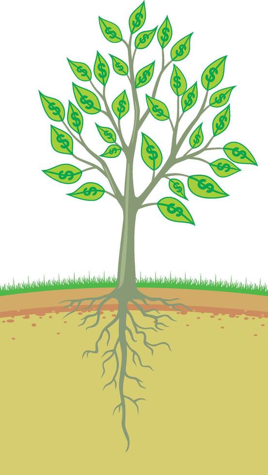 Money Tree, Currency symbol leaves vector