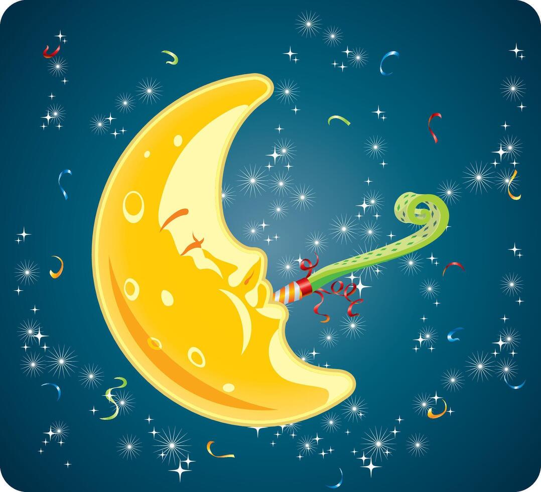 Night Party, Crescent Moon Celebrating vector