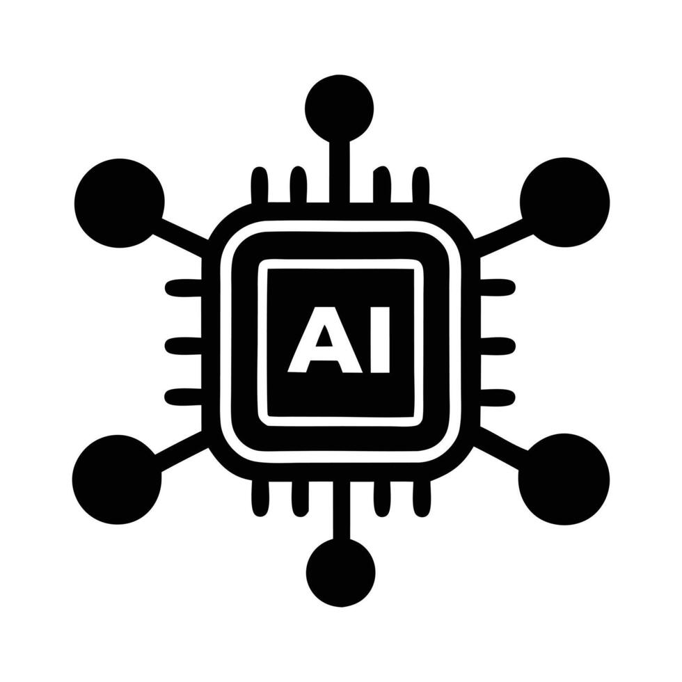 AI Chip Technology Connected Network Icon vector