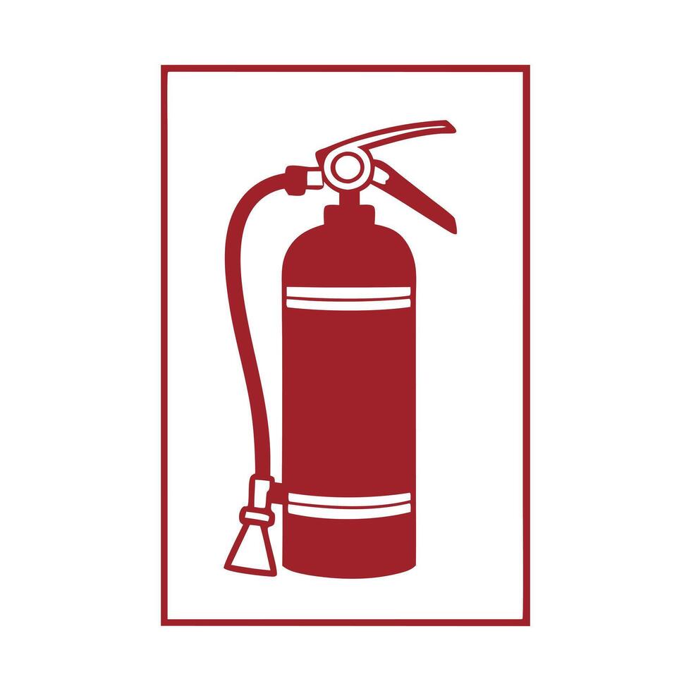 Red Fire Extinguisher Icon in a Frame Safety Sign vector