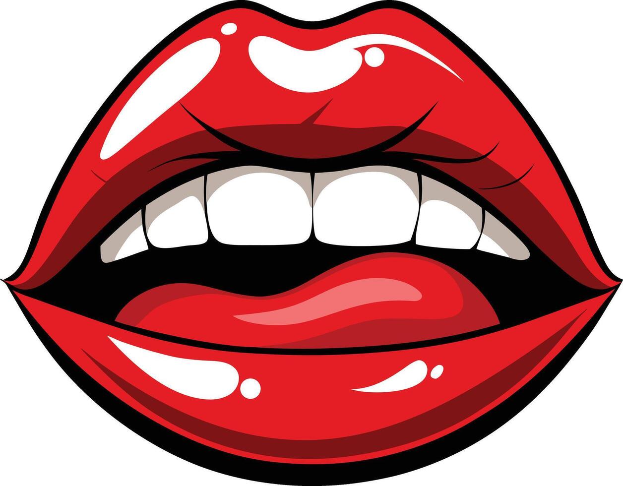 Red Lips with Tongue Out Pop Art Style Illustration vector