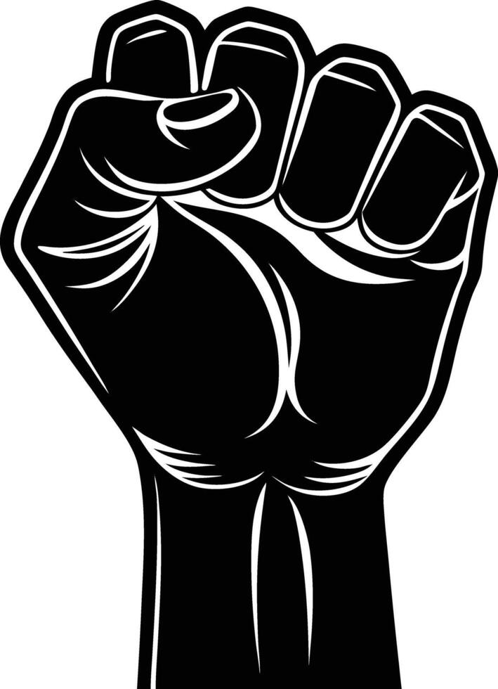 Strong Black Fist Raised in Protest Power Symbol Graphic vector