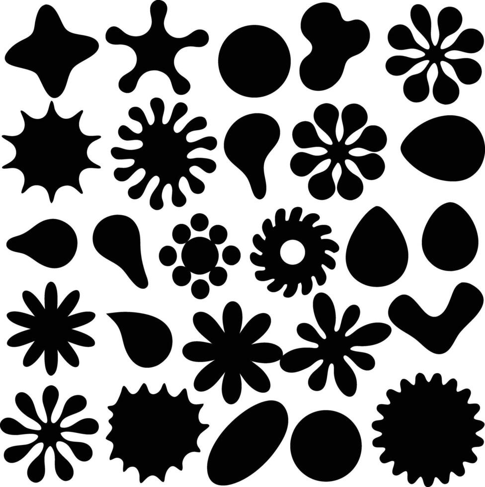 Collection of Abstract Black Shapes Icons Set Design Elements vector