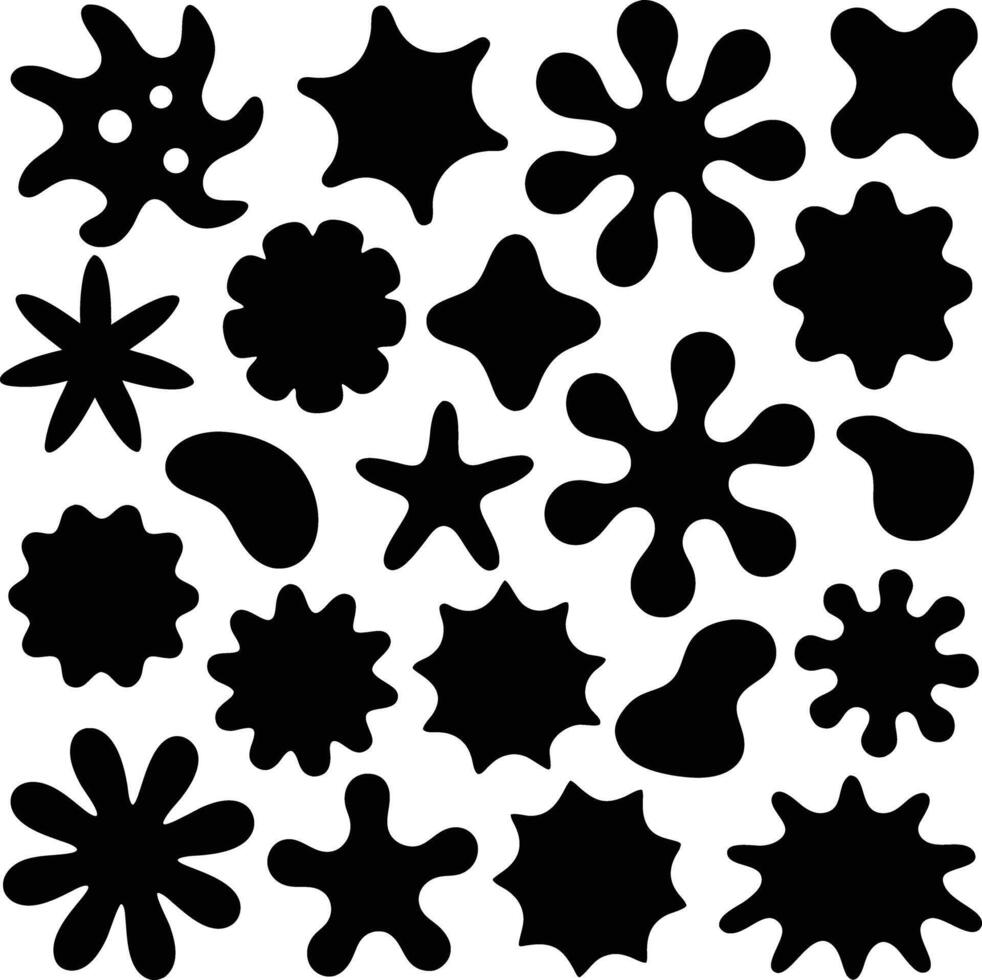 Collection of Abstract Black Shapes on White Background vector