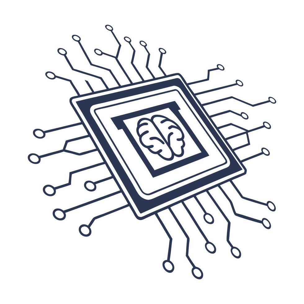 Abstract Brain Circuit Board Microchip Technology Concept vector