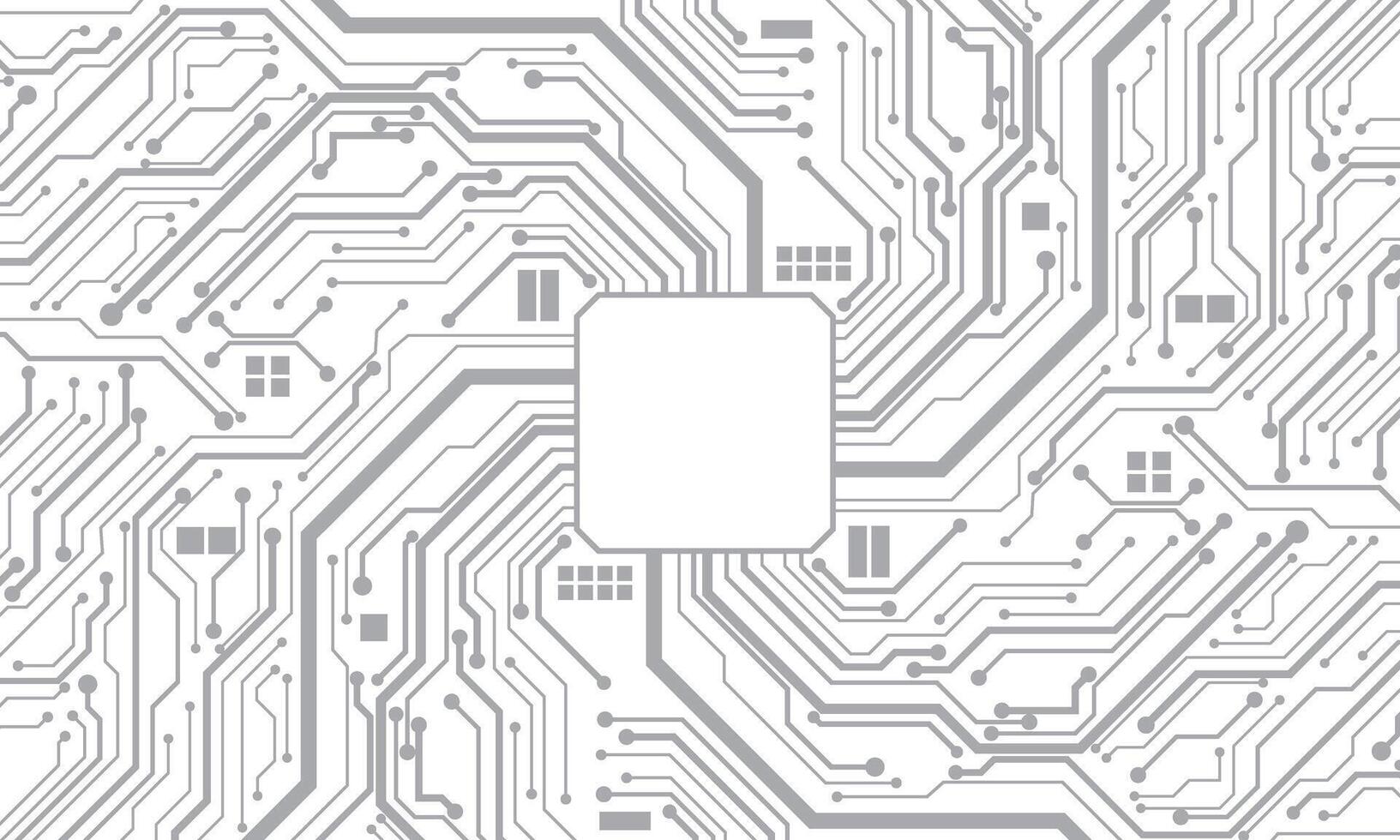 Abstract grey circuit board technology connected lines electronics elements computer motherboard chip processor semiconductor digital background vector