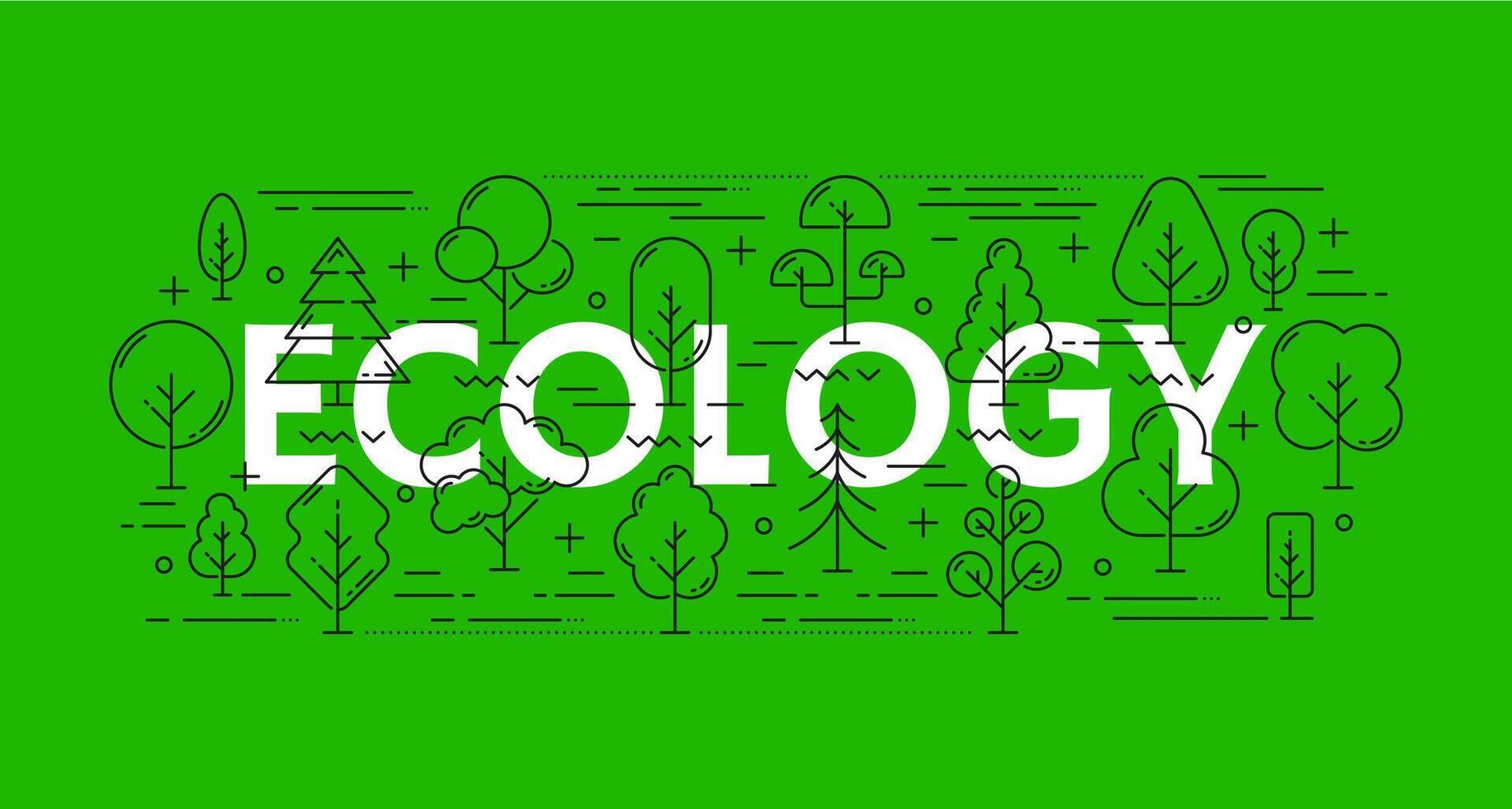 Environment forest garden and park tree line icons vector