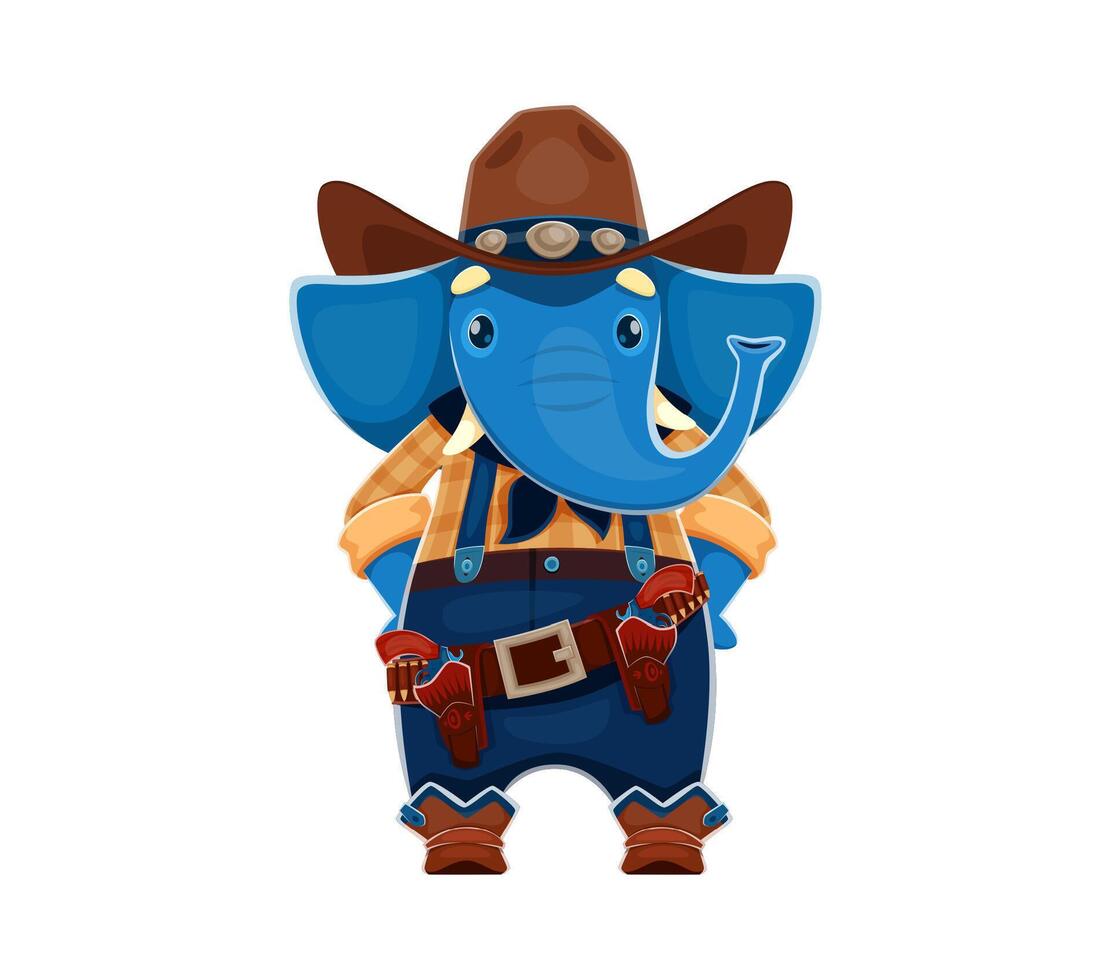 Cartoon elephant cowboy sheriff or Western bandit vector