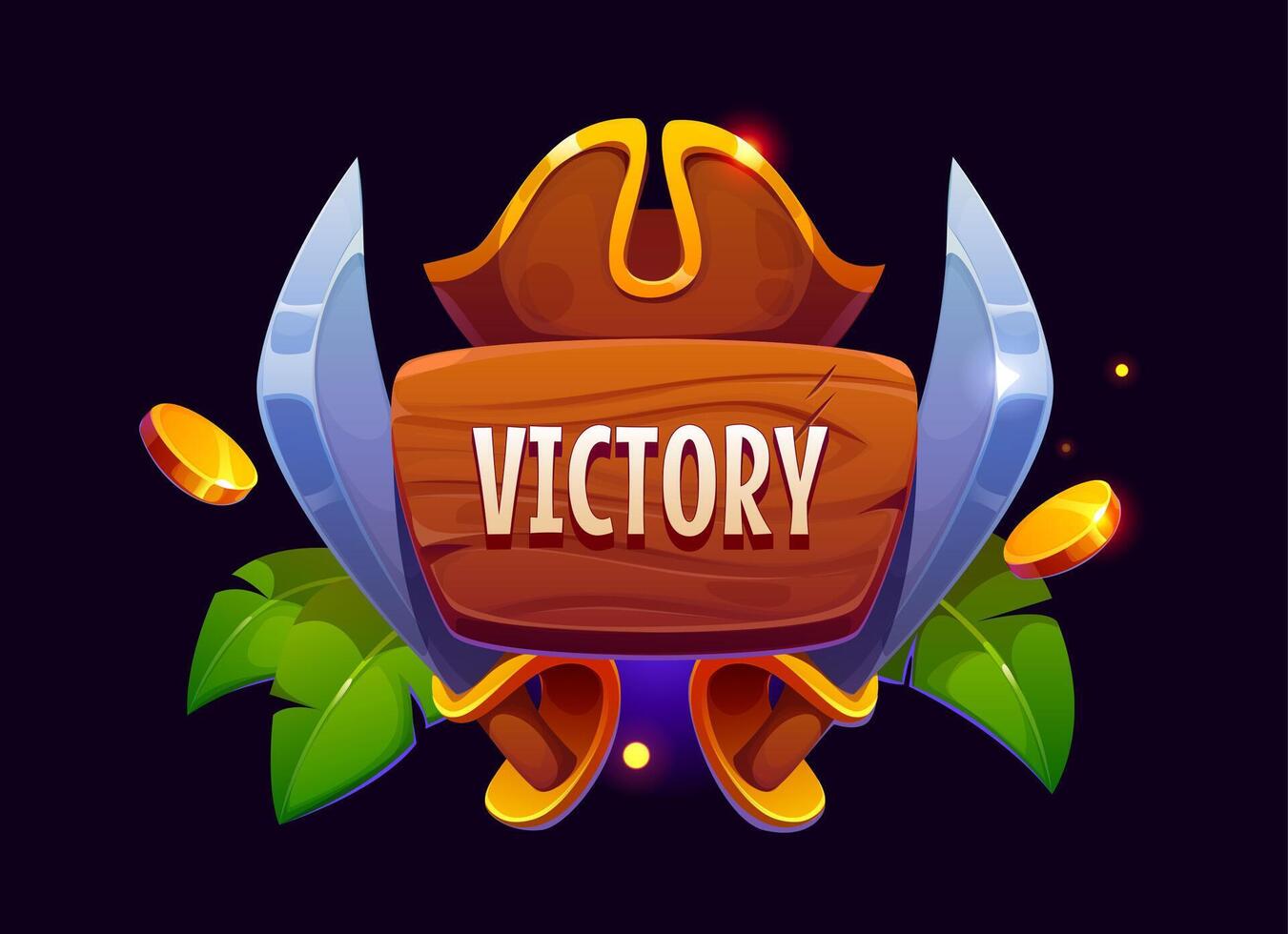 Pirate game victory award icon asset with sabers vector