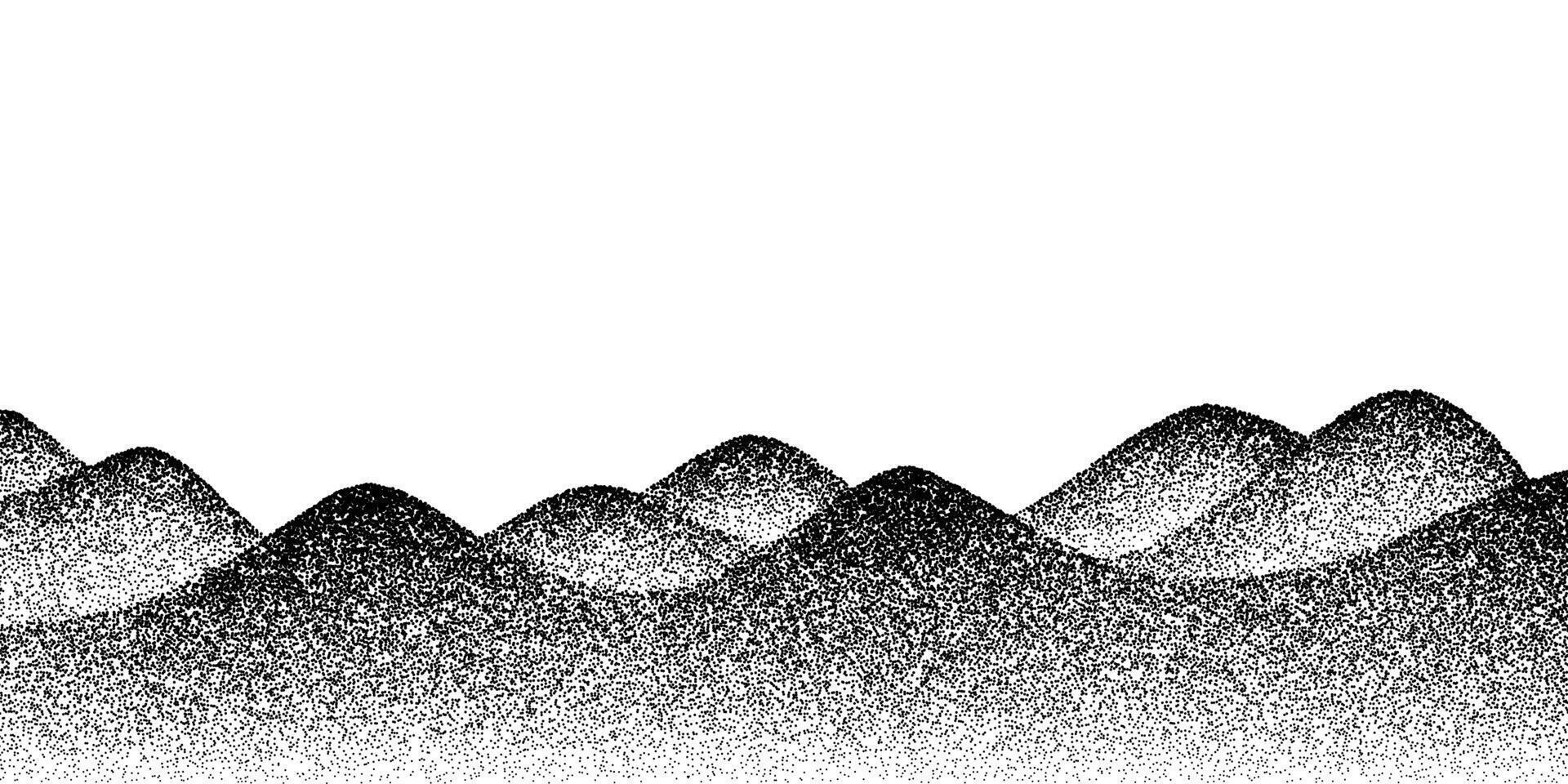 Noise mountains on grain dot sand background vector