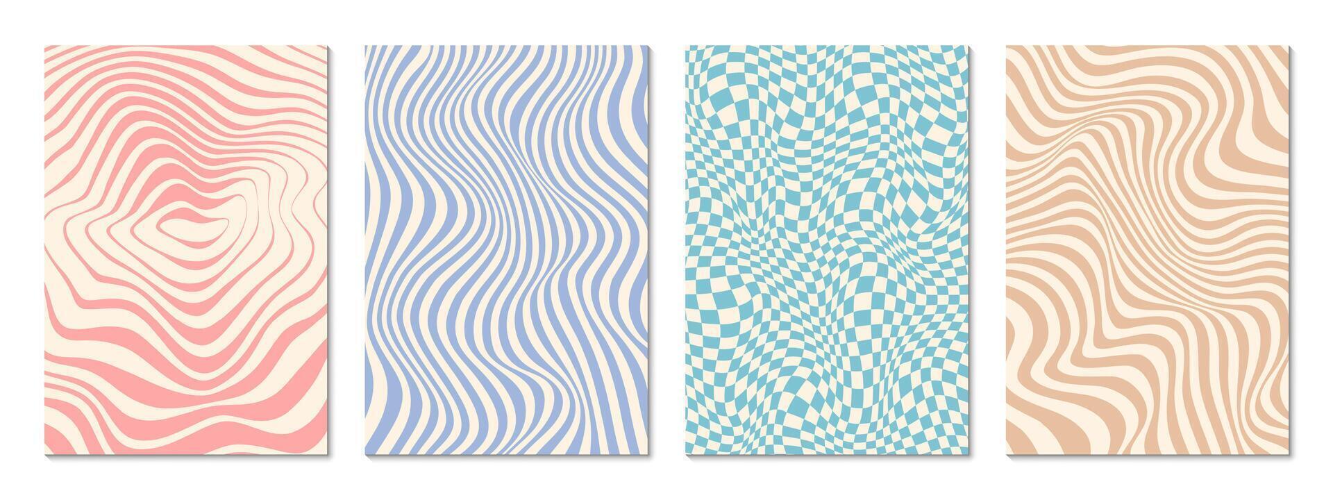Retro psychedelic groovy pattern backgrounds vector