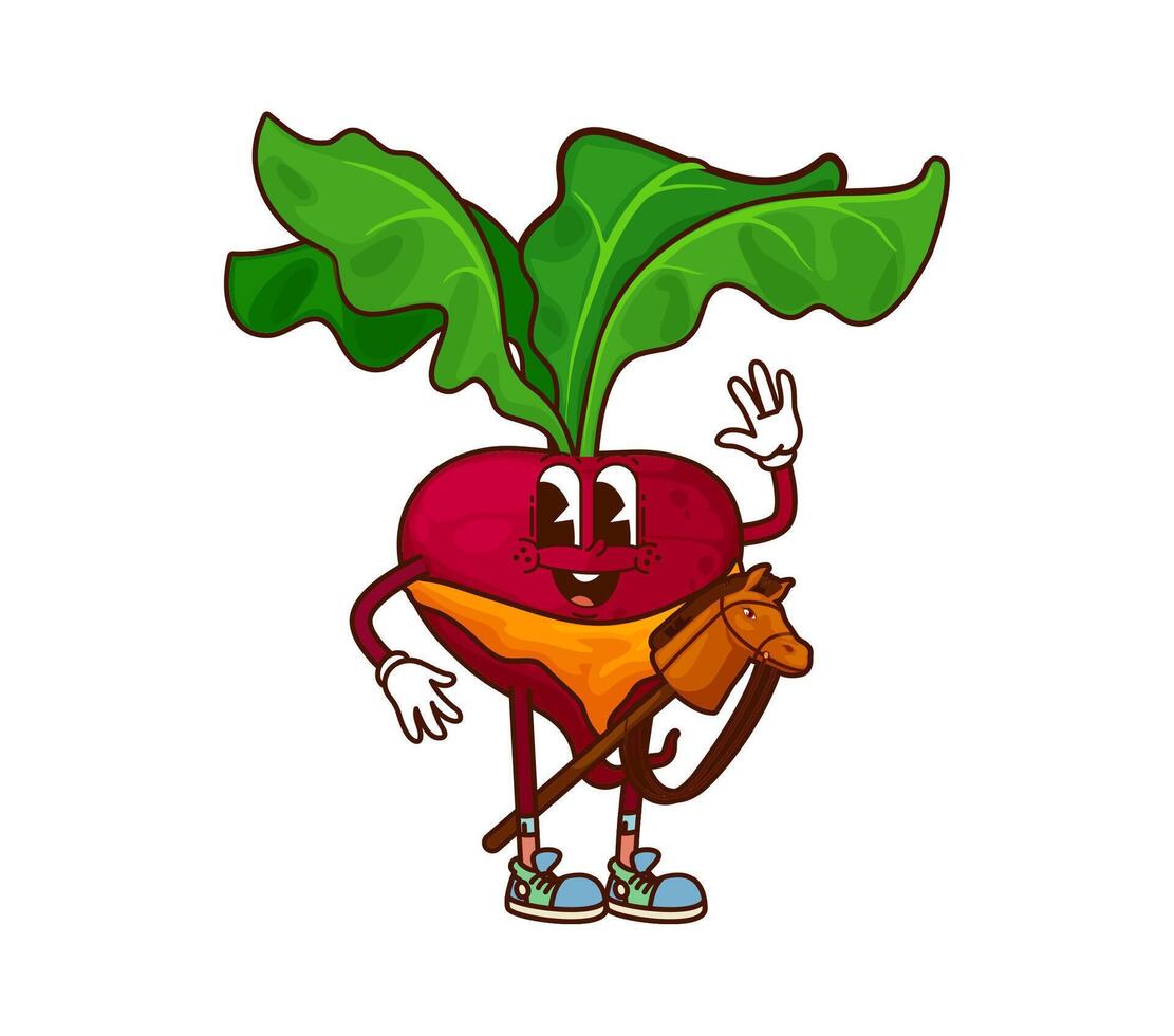Cartoon groovy cowboy bandit vegetable character vector