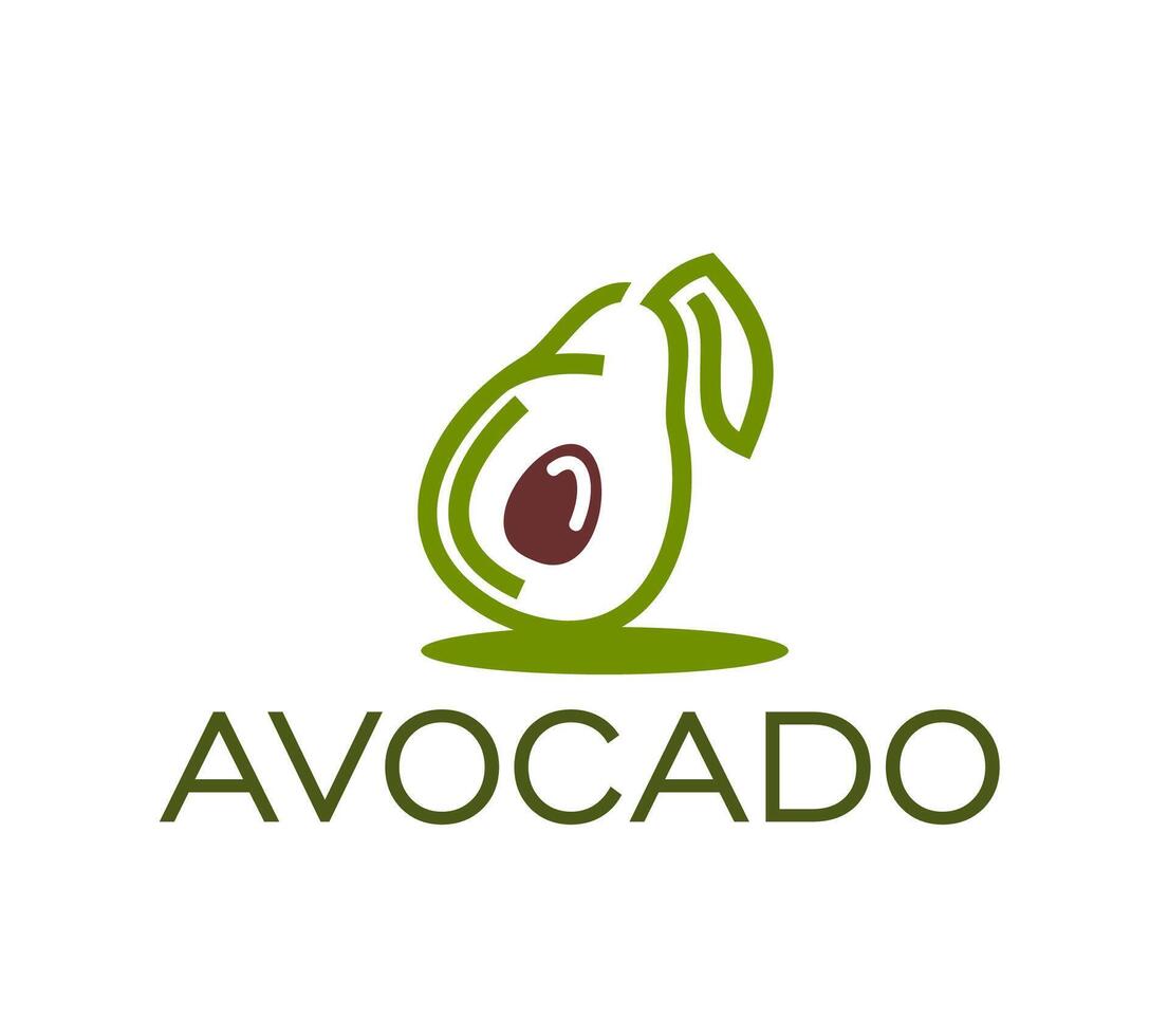 Avocado line icon, organic food market, farm store vector