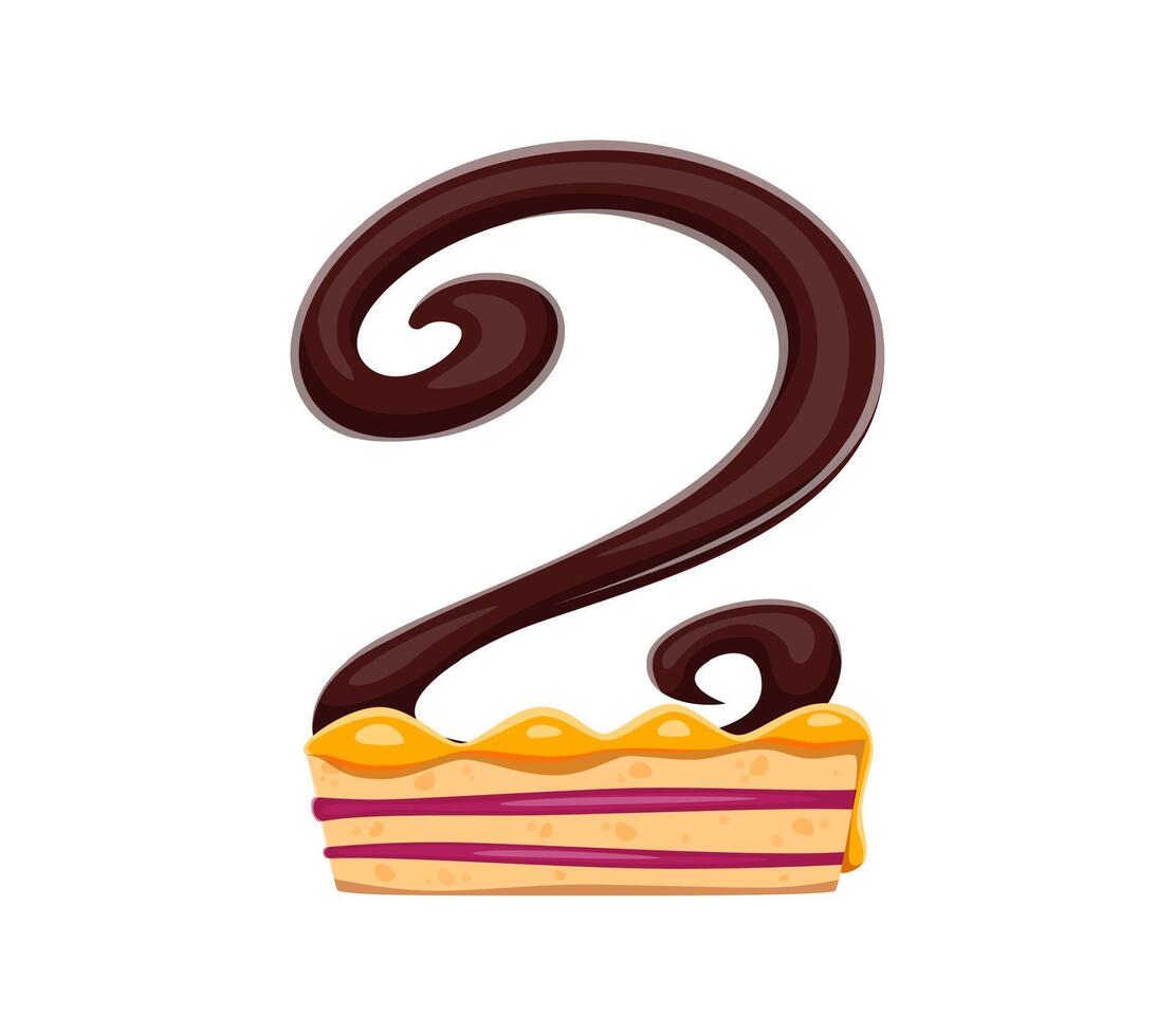 Pastry dessert font chocolate cake digit 2 two vector